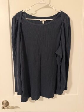 Maurices Navy Ribbed Long Sleeve Tee